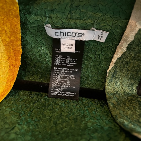 Chico's Green and Yellow Textured Cardigan - Picture 3 of 3